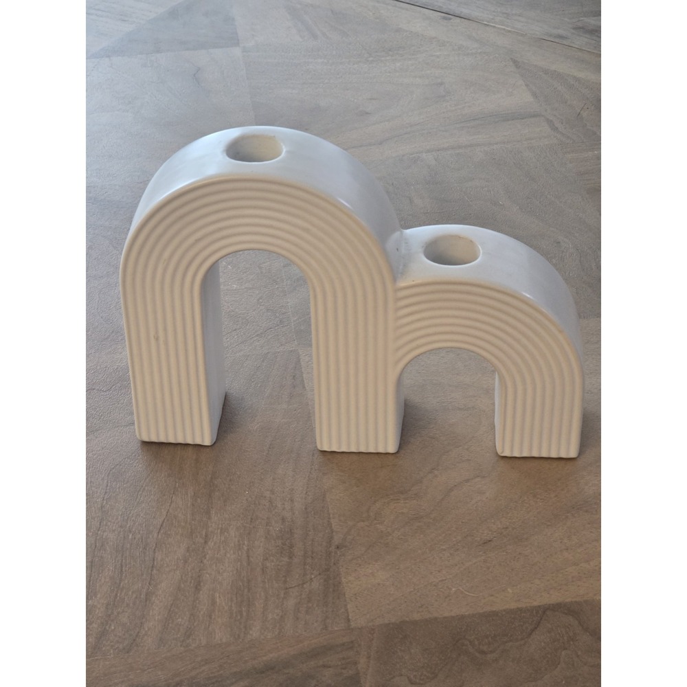 White‎ Arched Tapered Candlestick Holder Ceramic Organic Style World Market